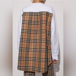 Burberry Women's Check Panel Oversized  Sweatshirt, Size Large